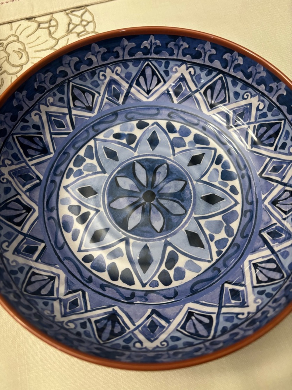 Tommy Bahama Melamine Spanish Blue Terracotta 8" Pasta Soup Bowl set of 4 - Picture 6 of 10